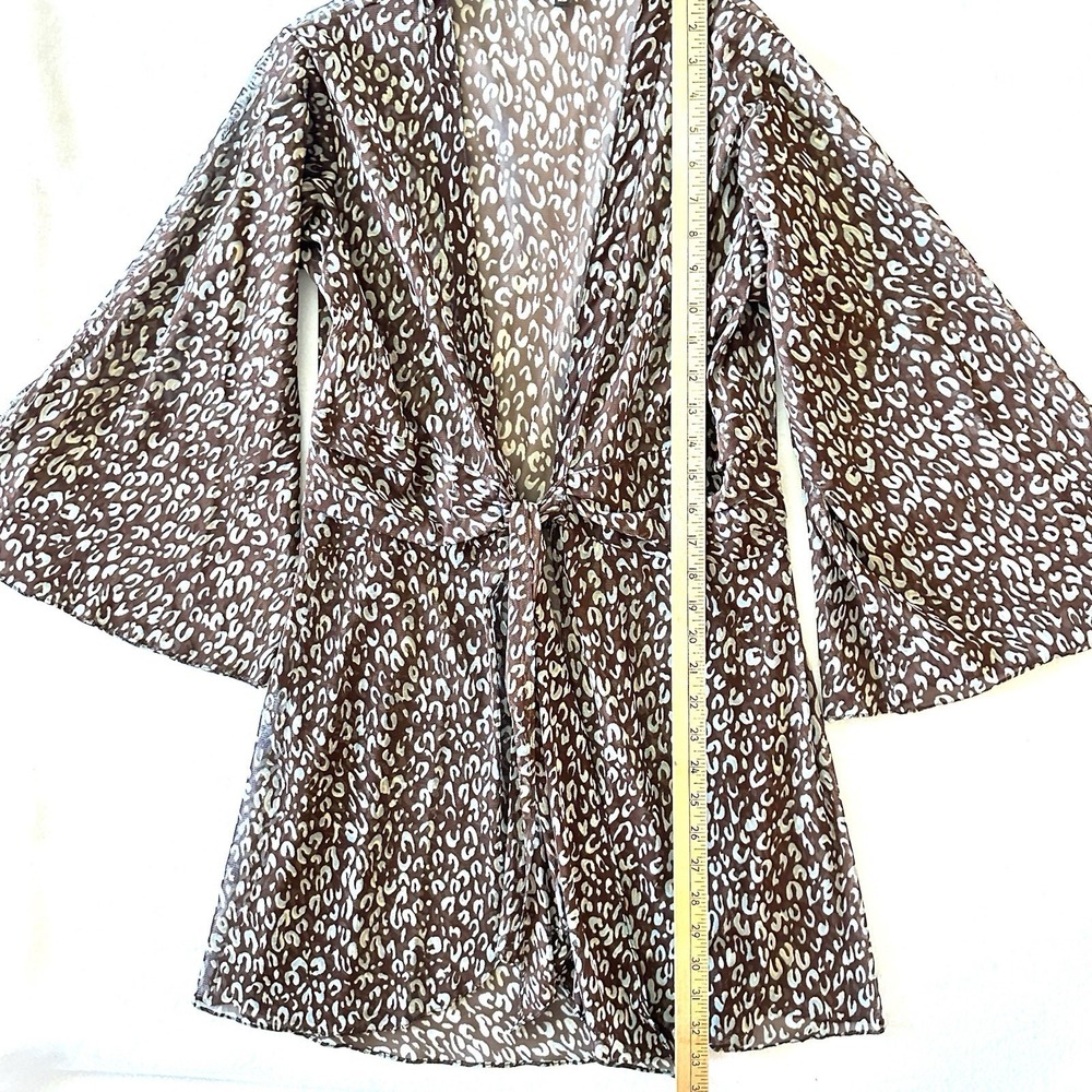Mesmerize Y2K Kimono XL Animal Print Cover Up Vintage 90s Sheer Bell‎ Sleeves - Picture 5 of 10